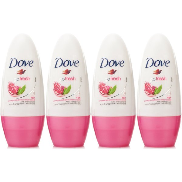 Dove Antiperspirant Deodorant Roll-On, Go Fresh Pomegranate & Lemon Verbena, 1.7 Oz / 50 Ml (Pack of 4)