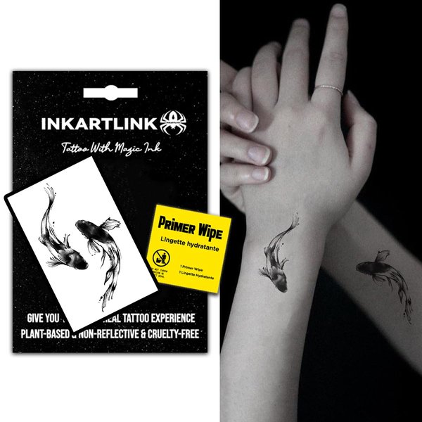 INKARTLINK Temporary tattoo, magical tattoo lasts 7-15 days, waterproof and non-reflective, exquisite packaging, unique design(Yin Yang fish)