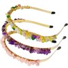 FZBHRO Rose Quartz Headband Amethyst Hair Accessories Raw Crystal Quartz Hair Tiara Colorful Spiritual Crystal Beads Headband for Girls 3pcs