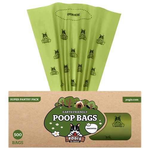 Pogi’s Dog Poop Bags - 500 Unscented Doggie Poop Bags for Yards - Leak-Proof Dog Waste Bags - Ultra Thick, Extra Large Poop Bags for Dogs & Cats (Single Large Roll)