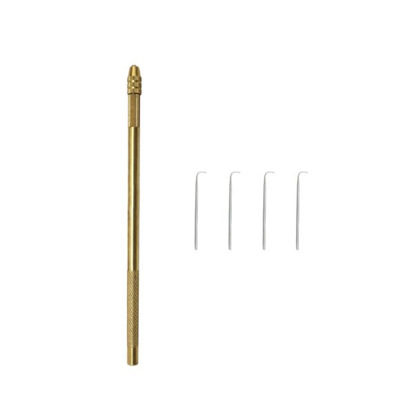 4pcs Ventilating Needle Set with Brass Holder Needles for Lace Wig Making Crochet Hair Weave Front Wigs Hair Venting Tool Kit