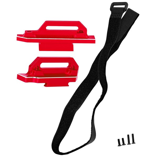 RCHuiWow RC Tall Battery Hold Downs Upgrades Part for 1/10 Slash 4x4 LCG,Alloy Aluminium Battery Holder Mount Hold Down w/Strap,Red