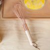Angel's Peel Lounge Stainless Steel Egg Whisk with Wooden Handle - Ecofriendly Manual Hand Mixer, Egg Beater, Milk Frother, wire whisk, Hand Blender, Cake Tool and kitchen Gadget – Rose Gold