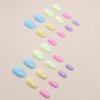WAFOLOZE Press on Nails Short Squoval Fake Nails Glossy False Nails with Cute Multi -Color Rainbow Press ons Designs Acrylic Nails Press on Artificial Nails Stick on Nails for Women 24Pcs