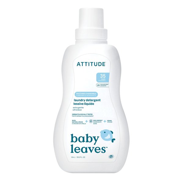 ATTITUDE Baby Laundry Detergent, EWG Verified, Plant and Mineral-Based Formula, HE Compatible, Vegan Household Products, Soothing Chamomile, 35 Loads, 35.5 Fl Oz