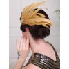 Rumtock Champagne Fascinator Feather Flapper Acessories 1920S Party Jewelry Handmade Hair Accessories with Crystal Beads Hair Clip Jewelry