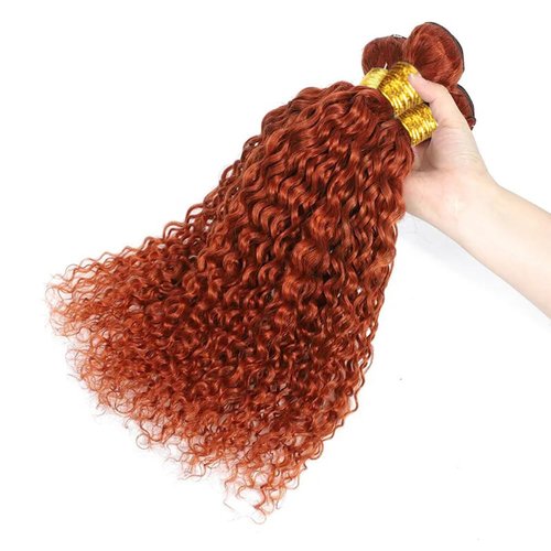 Orange Kinky Curly Bundles Human Hair Color 350 Curly Human Hair Bundles Ginger Human Hair Double Weft Remy Hair Wet and Wavy Bundles Soft and Silky for Black Woman (10 10 10 inch,3 Bundles)