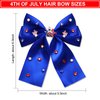 4th of July Hair Bows for Women Silky Satin Blue Bows Red White and Blue Accessories American Flag Star Patriotic Hair Ribbon Bow Clips 4th Of July Hair Accessories Outfits Gifts Party Favors (Blue)