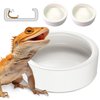 Reptile Food Dish Bowl, Worm Water Dish Small (2.75in) Lizard Gecko Ceramic Pet Bowl, Mealworms Bowls for Leopard Bearded Dragon Chameleon Hermit Crab Dubia Cricket Anti-Escape Superworm Feeder 2 Pack