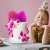 38 PCS Balls Cake Toppers Palm Leaves Cake Decorations for Birthday Wedding Baby Shower Party Supplies (Pinkish Purple)
