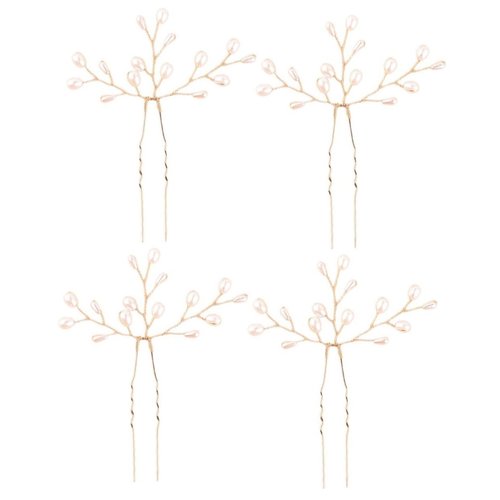 Beavorty 4 Pcs Hairpin Pearl Hair Wedding Hair Barrette Hair Barrettes for Women Wedding Hair Pin Crystal Hair Pins Bridesmaid Hair Accessories Bride Hair Pins Miss Flowers Alloy Freshwater