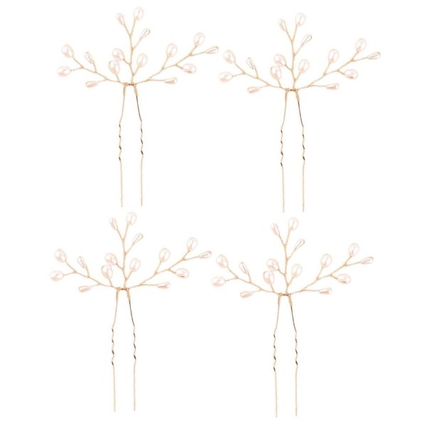 Beavorty 4 Pcs Hairpin Pearl Hair Wedding Hair Barrette Hair Barrettes for Women Wedding Hair Pin Crystal Hair Pins Bridesmaid Hair Accessories Bride Hair Pins Miss Flowers Alloy Freshwater