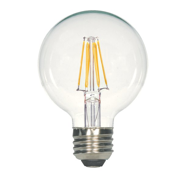 Satco S9564 Medium Bulb in Light Finish, 4.38 inches, 810Lm/Meduim Base, Decorative Globe G25-Shape
