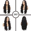 Fabunity Synthetic Lace Front Body Wave Middle Part Wig 28 Inch Lace Front Wigs Dark Brown Long Colored Wigs for Women (Dark Brown)