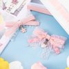 HINZIC 4Pcs Pink and Lace Hair Clips, Cute Bow Alligator Clips Pink Peach Bow for Girls Hair Flower Peach Pendant Barrettes Wedding Prom Engagement Birthday Decoration for Teen Girls Women Thin Hair