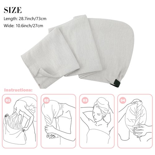 UTJZIB Ultra-Absorbent Microfiber Hair Towels-2Pack Hair Towel Wrap for Women, Turbie Twist Hair Wraps, and Versatile Microfiber Towels for Effortless Drying (Light Gray)