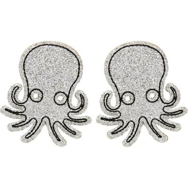 Sourpuss Glitter Octopus Hair Clips Silver by Sourpuss