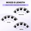 Lash Clusters DIY Eyelash Extensions C/D Curl Wide Stem Cluster Lashes 8-16mm Mixed Length Individual Lashes Wispy and Soft Cluster Eyelashes Matte Black Lashes Extensions for DIY(Volume-0.07D, 8-16mm Mixed)