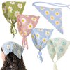 4 PCS Crochet Bandanas Headbands Cute Flowers Hairbands Pink Knitted Headscarf Green Daisy Head Scarf Foral Headwrap for Thin Thick Hair Curly Bcak Head Kerchief for Women Girls Hair Accessories