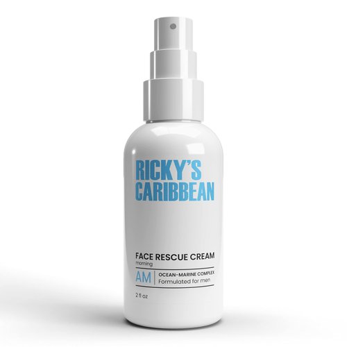 RICKY’S Natural Face Rescue Cream – AM Moisturizer Hydrating & Nourishing Cream – Active Skin Type Ocean Minerals Morning Cream Infused with Organic Green Tea & Vitamin E - Face Cream for Active Man
