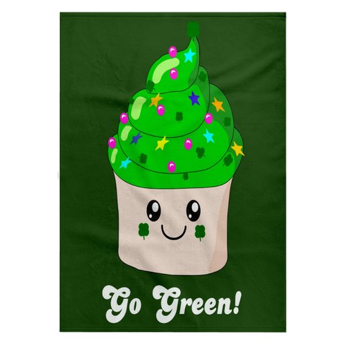 3dRose 22x30 Bath Hand Pool Towel - Go Green - St Patricks Day Irish Cute Cupcake - Eco Friendly Kawaii Dessert - Ireland Irish Humor Cute Food