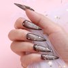 Makartt Nail Rhinestone Glue with Chrome Gel Nail Polish Kit, Super Strong Gel Nail Glue with Silver Metallic Painting Gel Set for 3D Nails Art Decoration Manicure(30ML+8ML)