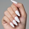 GLAMERMAID Press on Nails Almond?White Medium False Nails Press ons?24Pcs Glossy Full Cover Glue on Nails?Reusable Acrylic Stick on Nails Tips Manicure Gift for Women Girls