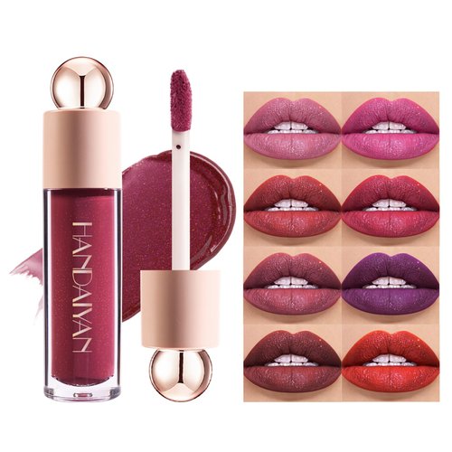 Glitter Lip Gloss, Matte Liquid Lipstick, Shining Lip Gloss Waterproof Long Lasting Lip High Pigmented, Moisturizing, Shiny and Vegan Tinted Lip Gloss, Makeup for Women, Non-Sticky, Vivid Color (07)