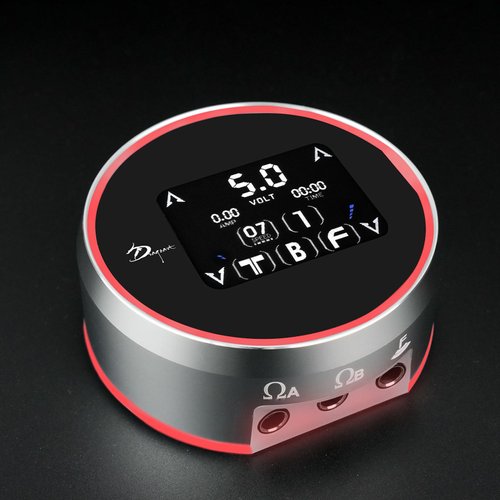 Dragoart Aurora 3 Tattoo Power Supply 0-16V for Tattoo Gun Tattoo Machine, Dot-Work 3 Preset Voltages Dual Output Touch Screen Color Varies by Voltage, Professional Tattoo Power Supply Box(Silver)