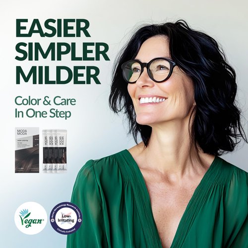 MODAMODA Water Coloring Hair Dye - Individually Packed Water-Activated Dark Brown Hair Color Powder with Polyphenols - Gentle, Vegan and for All Hair Types (0.35 oz, 4 Packets)