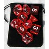Translucent Red RPG D&D Dice Set: 7 + 3d6 = 10 polyhedral die plus bag!