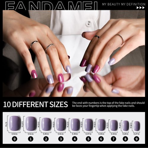 FANDAMEI Press on Nails Short, 24 Packs 576PCS Small Short Round Press on Nails, 24 Glossy Color Small Fake Nails, Glue on Nails with 7g Nail Glue, 24 Color False Nail for Small Nails and hands