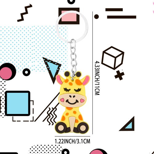 24 Pcs Jungle Safari Animal Keychain Zoo Theme Party Favors Backpacks Keychains for Kids Birthday Party Supplies Goodie Bag Fillers