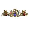 Small peacock shaped jeweled antique bronze hair claw clip (Primary color: Red)