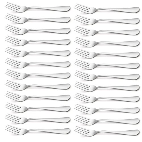 Briout Forks Silverware, Set of 24 Dinner Forks, 8 Inches Premium Food Grade Stainless Steel Forks for Home Kitchen Party Restaurant, Mirror Polished Dishwasher Safe