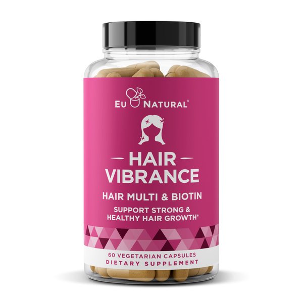 Vibrance Hair Growth Vitamins for Women – Grow Hair Faster, Healthier, and Stronger with Potent MultiBlend of Biotin & OptiMSM – Supports Thicker, Shinier Hair & Regrowth – 60 Vegetarian Soft Capsules