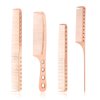 4 Types Metal Comb Professional Aluminum Dressing Comb Cutting Combs Set for Barber Hair Styling, Included Fine Cutting Comb, Rat Tail Comb, Detangling Comb, Handle Comb - Rose Gold