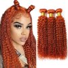 18 20 22 Inch Ginger Orange Bundles Color 350 Curly Wave Human Hair Bundles Ginger Bundles Human Hair Orange Kinky Curly Bundles Remy Hair Color 350 Bundles