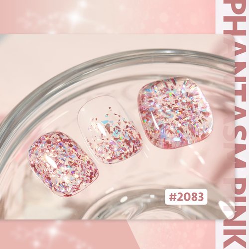 GAOY Glitter Gel Nail Polish, 16ml Pink Sparkly Gel Polish, Diamond Shiny UV Gel for Nail Art, Soak Off Nail Polish Home DIY, 2083 Phantasm Pink