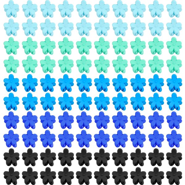 YISSION 100Pcs Mini Flower Hair Clips for Girls Small Hair Clips Cute Flower Claw Clips Toddler Baby Hair Clips Flower Clips for Hair Kids Hair Accessories For Girls Women (Blue Series)