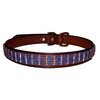 Just FUR Fun Dog Collar, Pinstripe, 24-Inch, Brown Leather