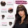 MORICA Bangs Hair Clip, 360° 3D Cover Clip in Bangs 100% Real Human Hair Toppers with Bangs，Hair pieces Clip on Bangs for Women Fake Bangs for Daily Wear (Brown Black, 5×7 3D Bangs)