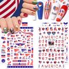 8 Sheets 4th of July Nail Stickers Independence Day Nail Art Stickers 3D Self-Adhesive USA Nail Decals American Flag Design Nail Art Supplies for Women DIY Acrylic Fourth of July Nail Decorations