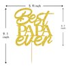 Gold Glitter Best Papa Ever Cake Topper, Happy Birthday Dad Cake Decoration for Father's Birthday, Happy Father's Day Party Supplies