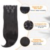 AISI BEAUTY Clip in Hair Extensions, 7PCS Long Black Straight Layered Hair Extensions Upgrade Soft Lace Weft Lightweight Hair Extensions for Women(20 Inches)