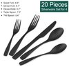 Bettlife Matte Black Silverware 20 Piece, Spoon and Fork Set, Kitchen Cutlery Set for New Apartment, Stainless Steel, Dishwasher Safe