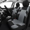 VarCozy Car Seat Covers Full Set, Front & Split Rear Bench for Car, Universal Cloth SUV, Sedan, Van, Automotive Interior Covers, Airbag Compatible, Black&Grey (VC-01-B1)