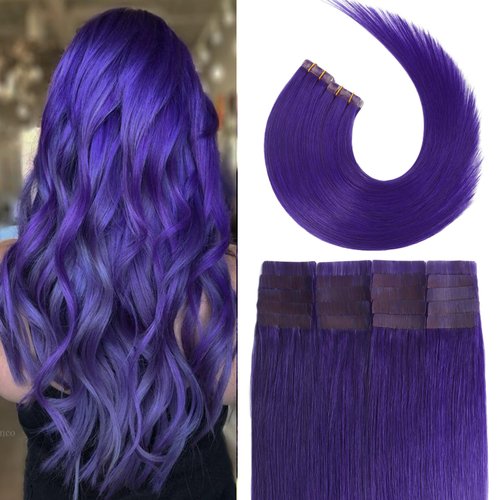 Tape in Hair Extensions Lila 100% Remy Human Hair Extensions Silky Straight for Fashion Women 20 Pcs/Package(20Inch #Lila 50g)
