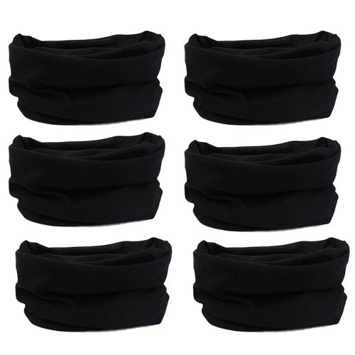 6pcs Magic Headband Face Mask Head Wrap Elastic Bandana Outdoor Headwear Sport Scarf Neck Gaiter UV Resistence for Workout (6pcs Black