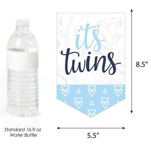 Big Dot of Happiness It’s Twin Boys - Blue Twins Baby Shower Bunting Banner - Party Decorations - Welcome Babies